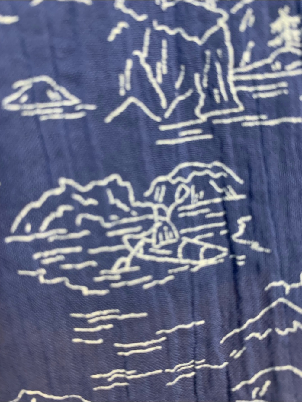 Women’s Eddie Bauer Blue Short-Sleeve Packable Camp Shirt with printed scenes - Picture 7 of 11